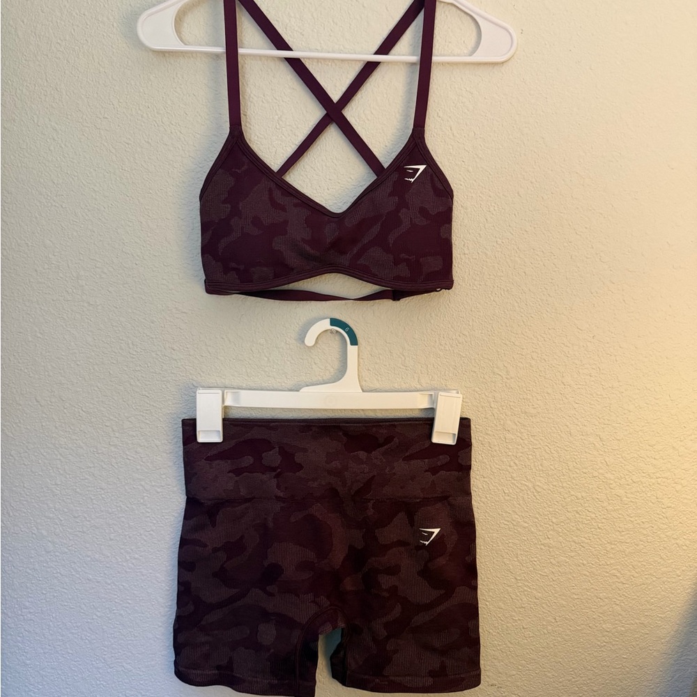 Gymshark Burgundy Camo Bike Shorts